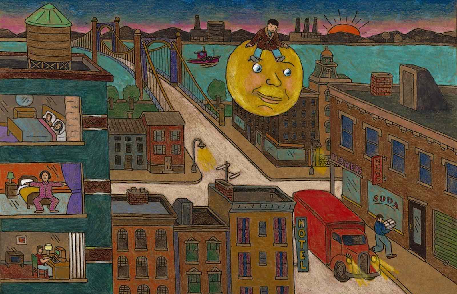 Seymour Chwast​, Illustration for Moonride by Harriet Ziefert (Houghton Mifflin Harcourt). Seymour Chwast Collection, Washington University Libraries, Department of Special Collections.