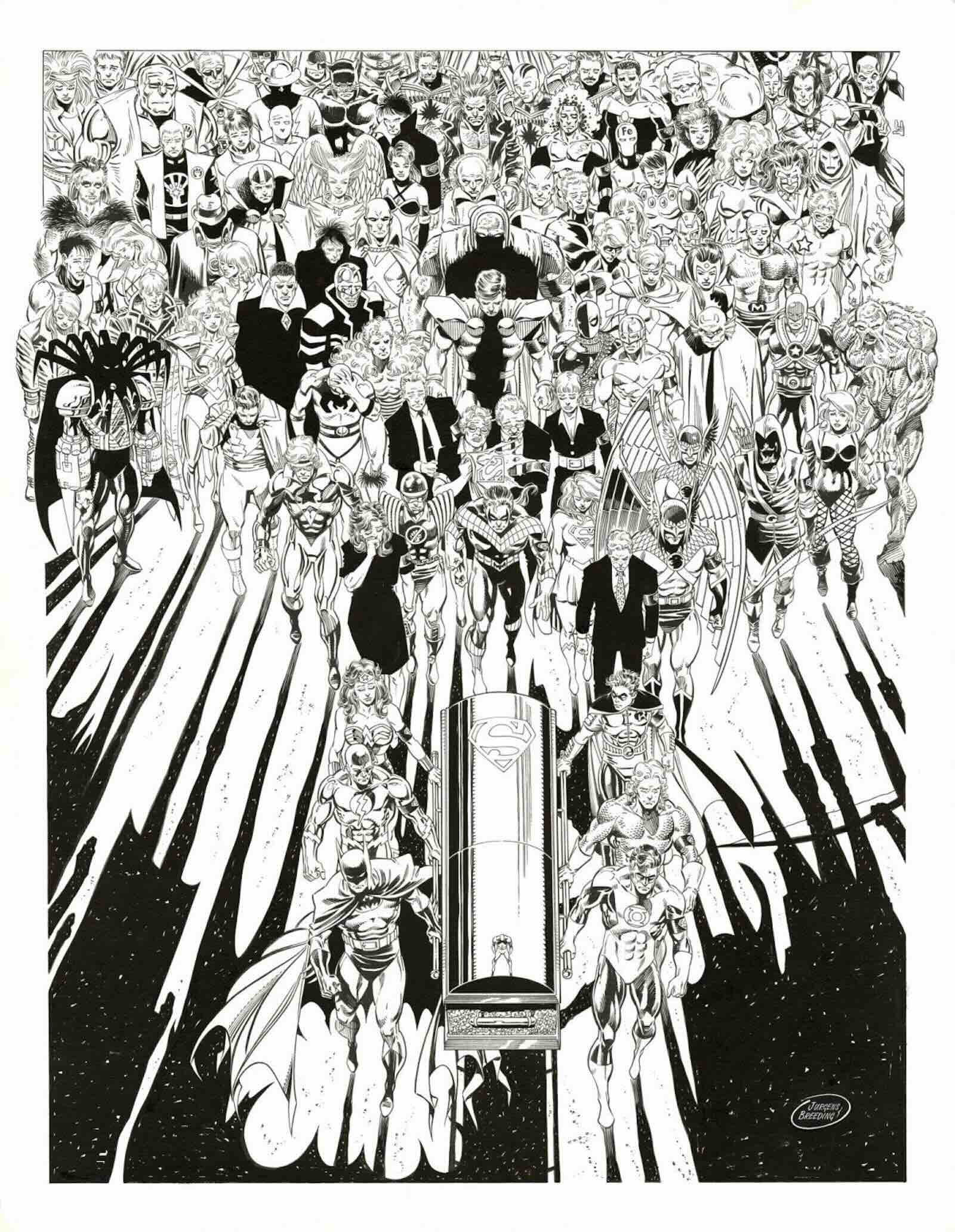 The coffin scene from Superman #75