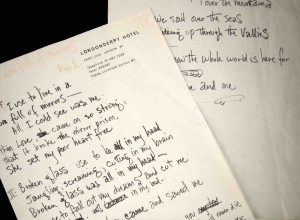 Jimi Hendrix handwritten working lyrics for Room Full of Mirrors