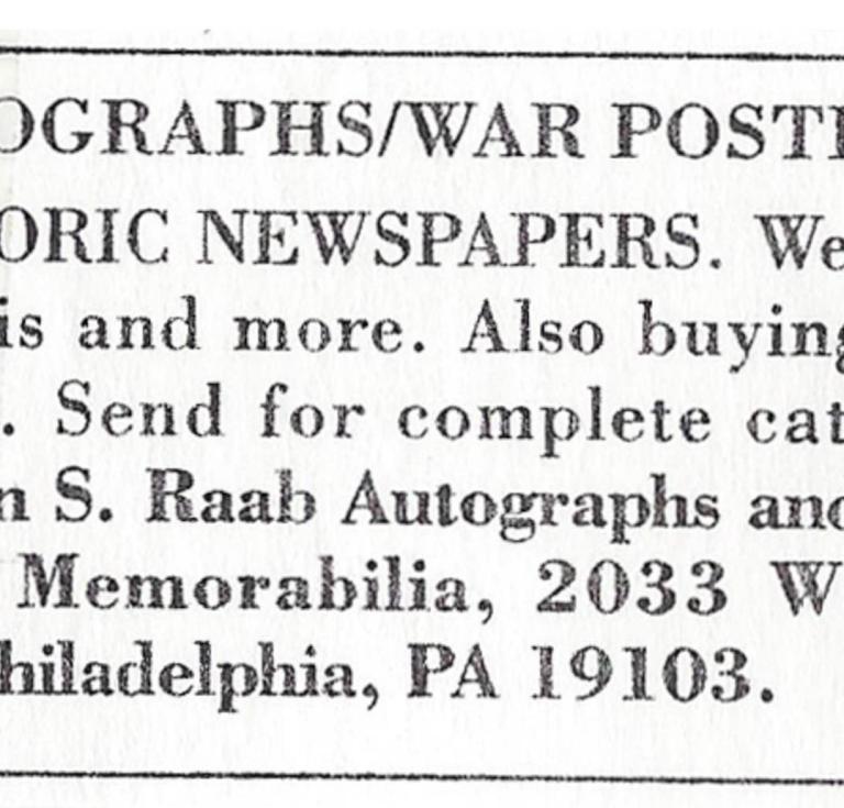 An early Raab ad